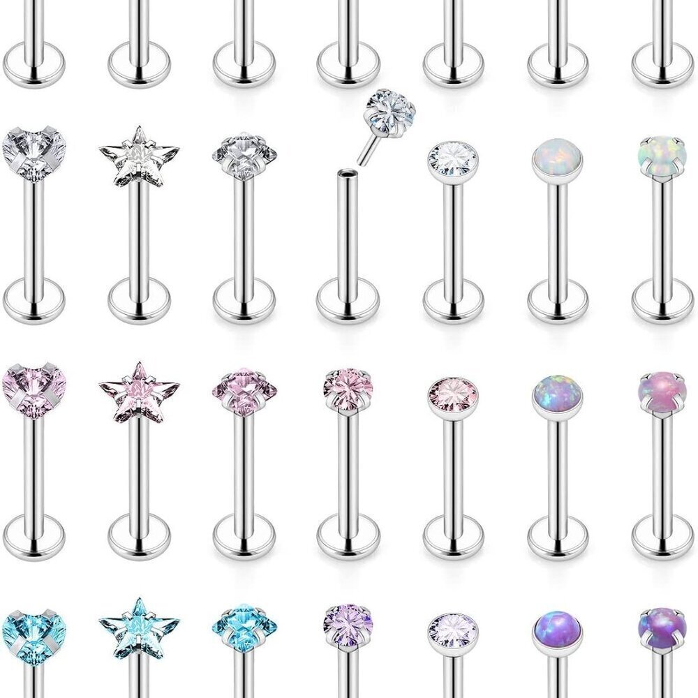 14K Gold Plated Stainless Steel Lip Rings 16G 18G 20G Variety Piercing Jewelry